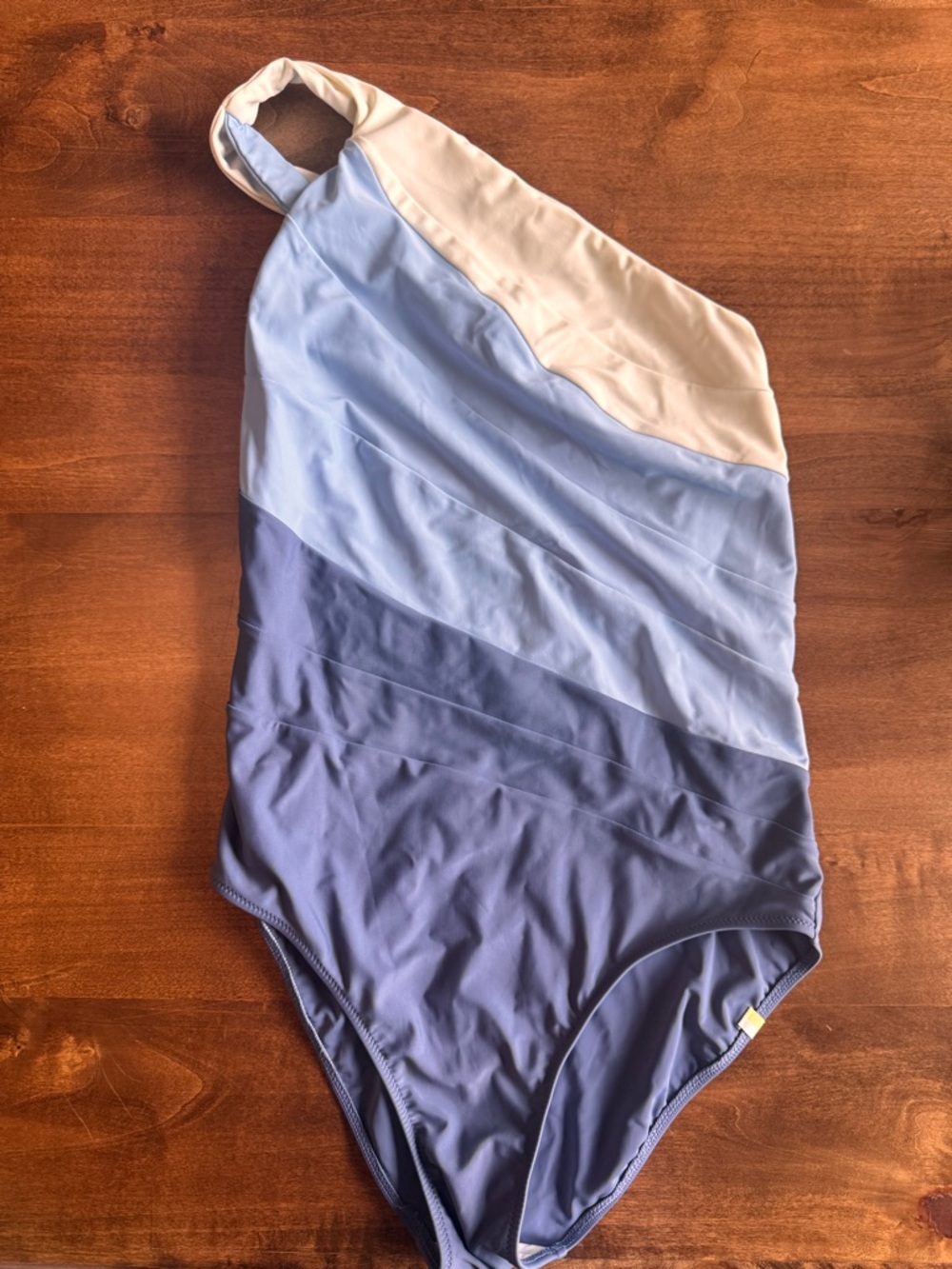 Summersalt Colorblock One-Shoulder Swimsuit in Cream and Blue